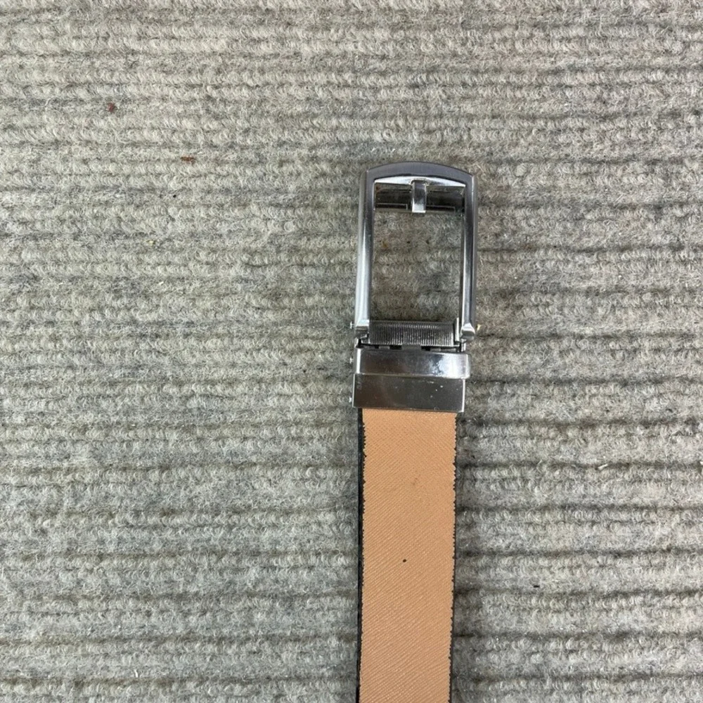Comfort Click Mens Ratchet Belt Tan Brown Leather Adjustable Silver Buckle 46.5